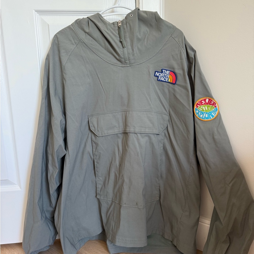 The North Face Gray Jacket with Colorful Patch
